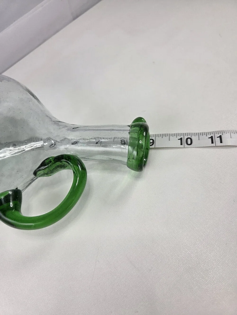 Vintage Mexican Hand-Blown Glass Decanter, Green Cactus Inside Tequila Pitcher